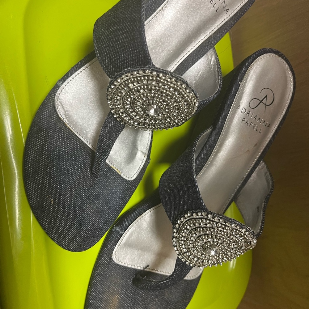 Adrianna Papell Dark Blue Denim Embellished Women's Sandals